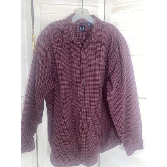 Gap Classic Men's Button Down Casual Red Blue Plaid Shirt Long Sleeve XL - Picture 1 of 6